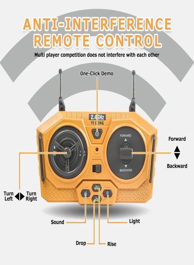 لعبة شاحنة قلابة تعمل بالتحكم عن بعد من جوي جاي، بمقياس 1:24، محاكاة عالية، دوران 680 درجة، مركبة بناء تعمل بالتحكم عن بعد مع إضاءة وصوت، إشارة 2.4 جيجاهرتز، حركة للأمام والخلف واليسار واليمين، قابلة لإعادة الشحن - Image 3